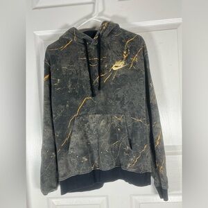 Nike Team Sports Hoodie Mens S Gray Gold Marble Fleece Athletic Casual